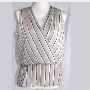 Banana Republic Peplum Striped Faux Wrap Blouse